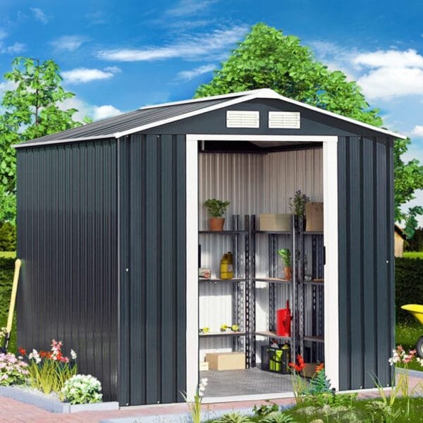 Galvanized Metal Garden Shed with Foundation-7 x 4FT - Image 4