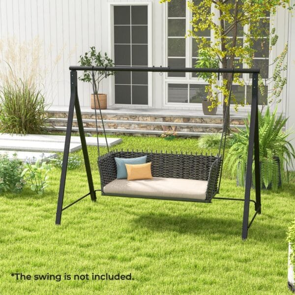 Porch Swing Frame Patio Metal Swing Stand with A-Shaped Structure-Black - Image 2