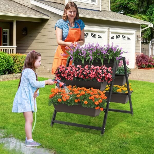 3-Tier Vertical Raised Garden Bed with 5 Plant Boxes - Image 2